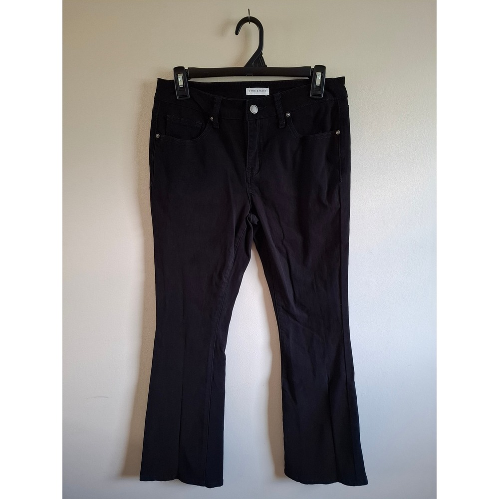 Y2K Black Grunge Goth Denim Jeans Solid Sleek Mid Rise Fall Winter Halloween 13